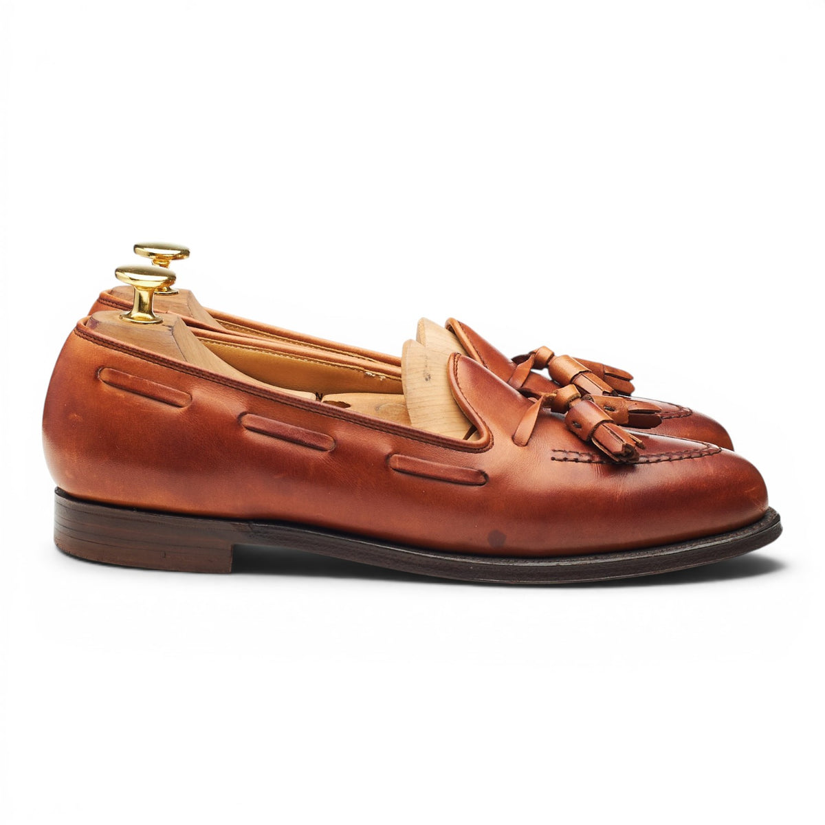 Women's 'Naseby' Tan Brown Leather Tassel Loafers UK 5.5 C