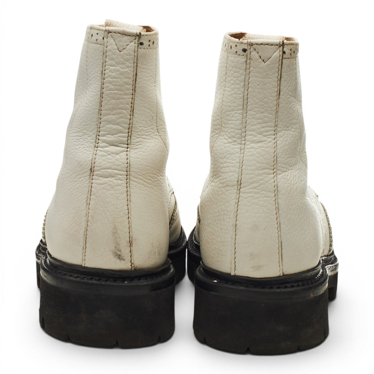 Women's White Leather Brogue Boots UK 5.5