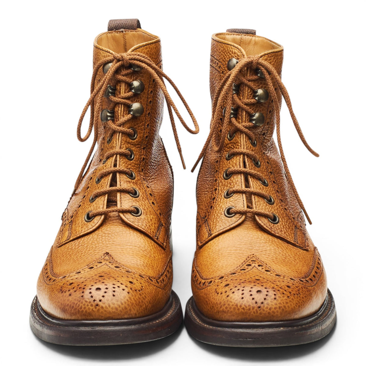 Women's 'Olivia' Tan Brown Leather Brogue Boots UK 6 D