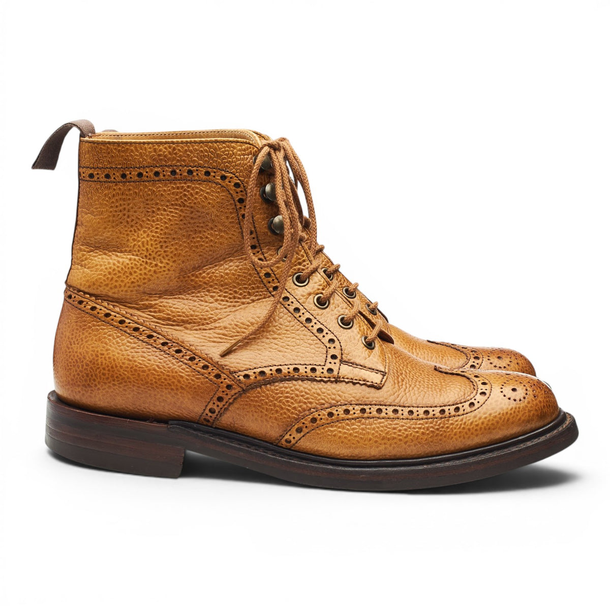 Women's 'Olivia' Tan Brown Leather Brogue Boots UK 6 D