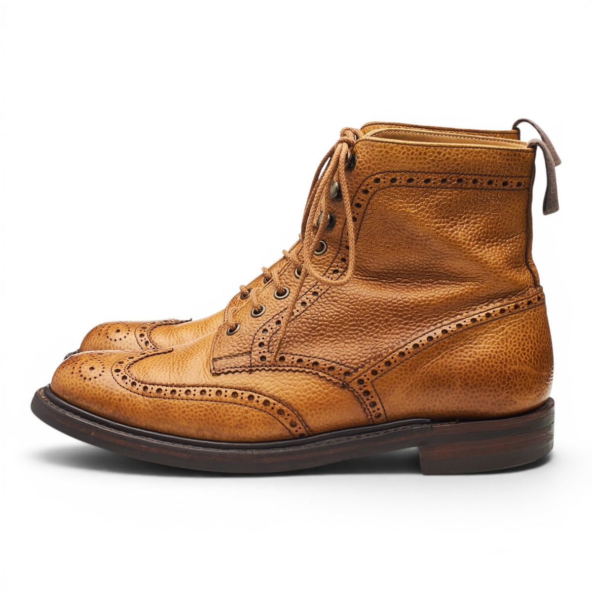 Women's 'Olivia' Tan Brown Leather Brogue Boots UK 6 D