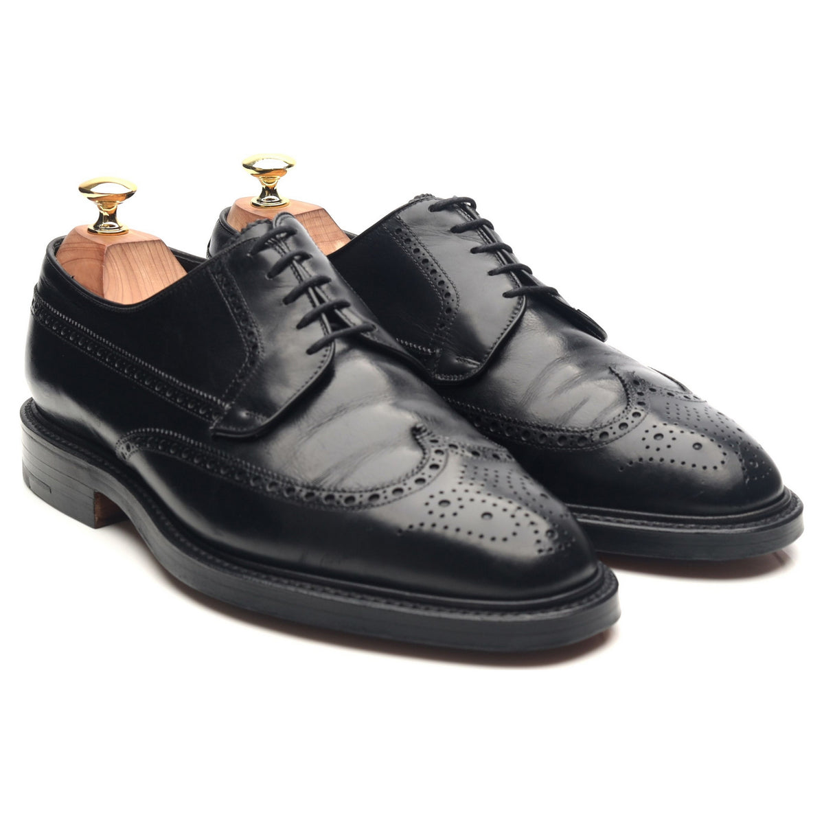 &#39;Greenwich&#39; Black Leather Derby Brogues UK 8 G