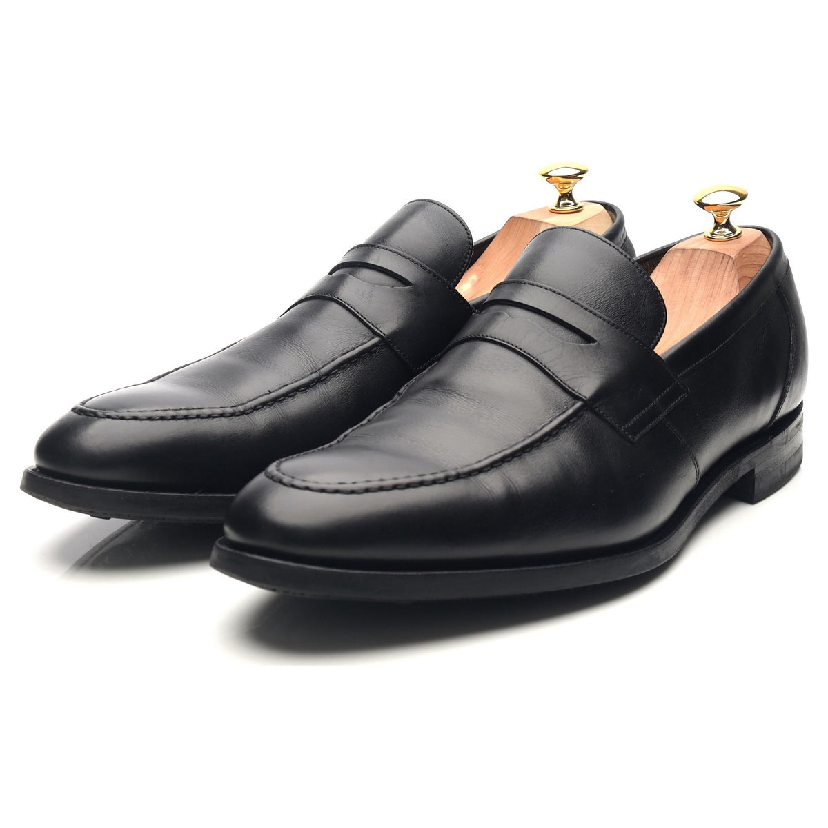 &#39;Warner&#39; Black Leather Loafers UK 11.5 F