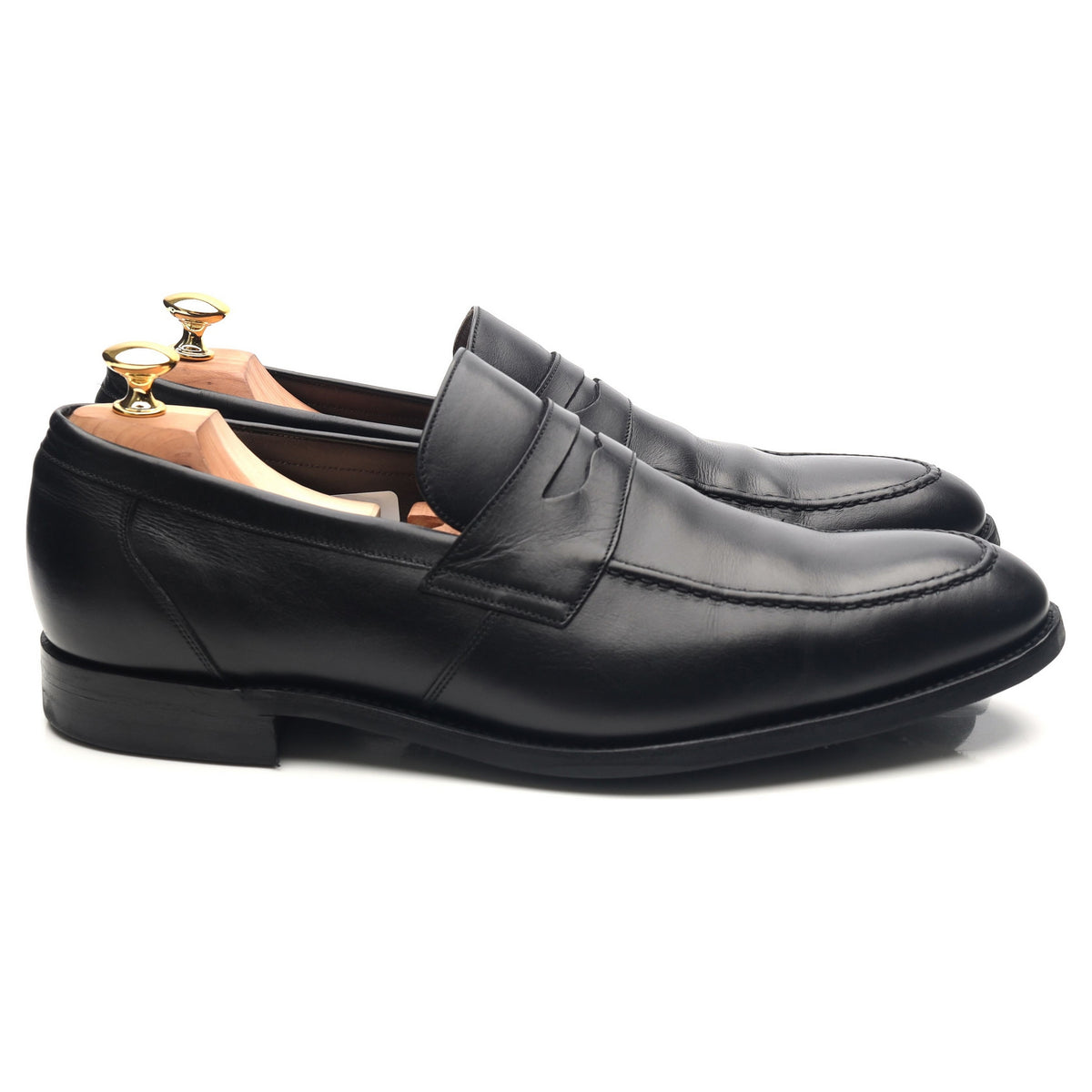 &#39;Warner&#39; Black Leather Loafers UK 11.5 F