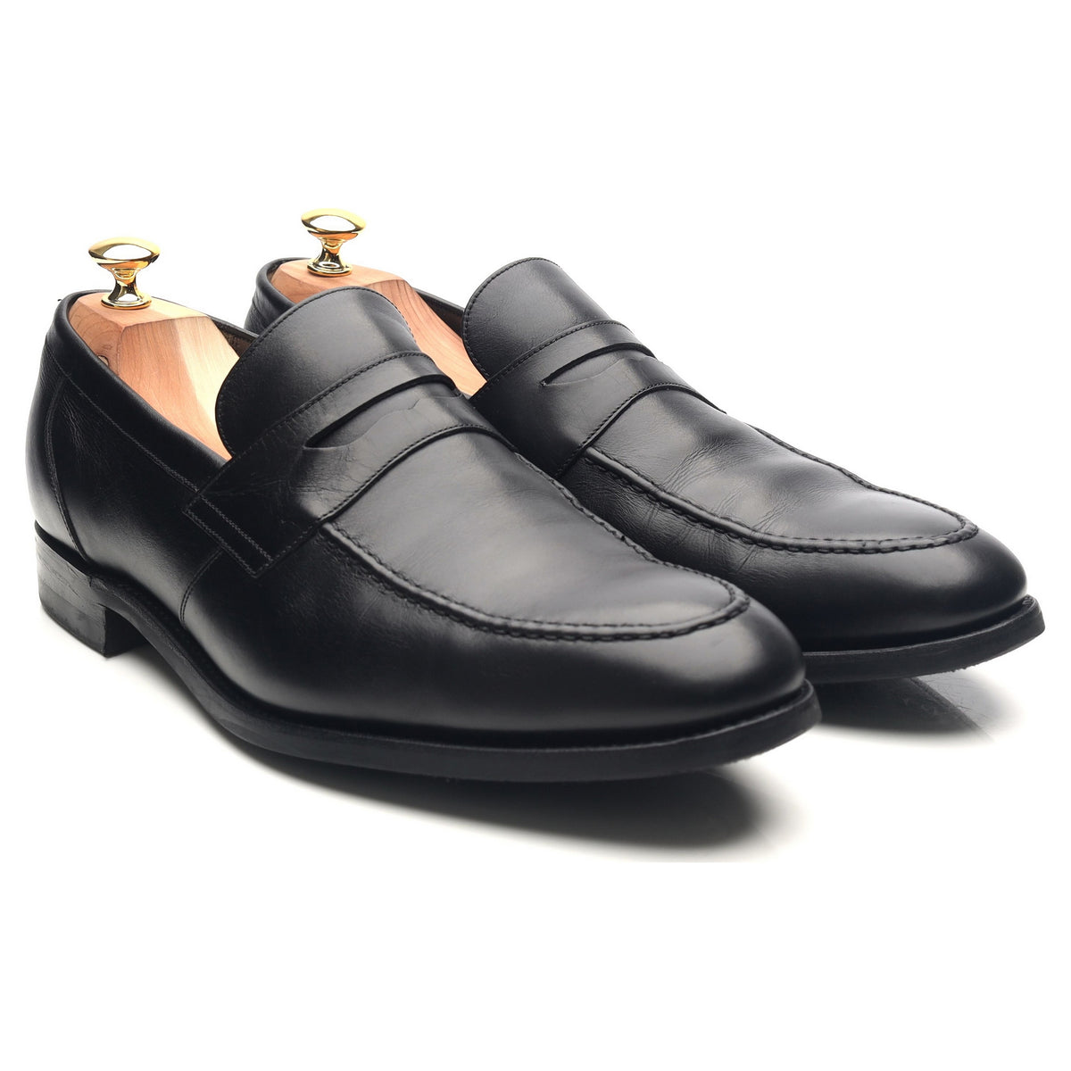 &#39;Warner&#39; Black Leather Loafers UK 11.5 F