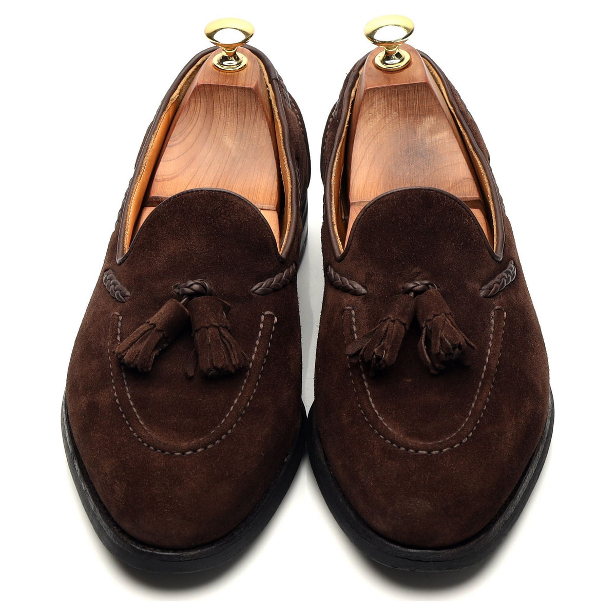 &#39;Belgravia&#39; Dark Brown Suede Tassel Loafers UK 8 E