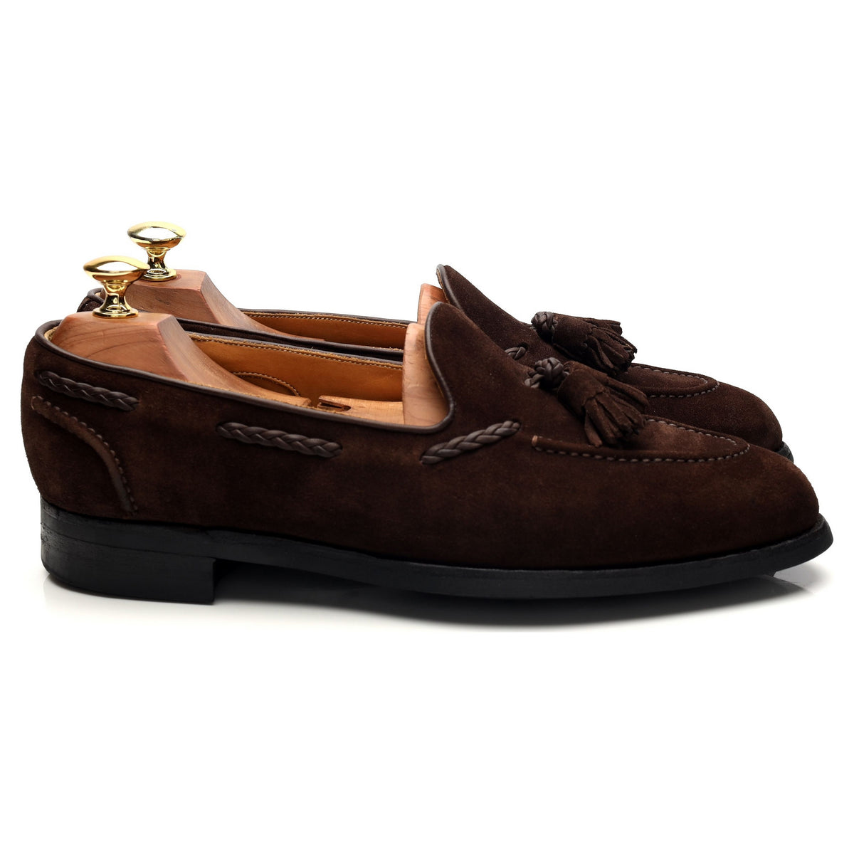 &#39;Belgravia&#39; Dark Brown Suede Tassel Loafers UK 8 E