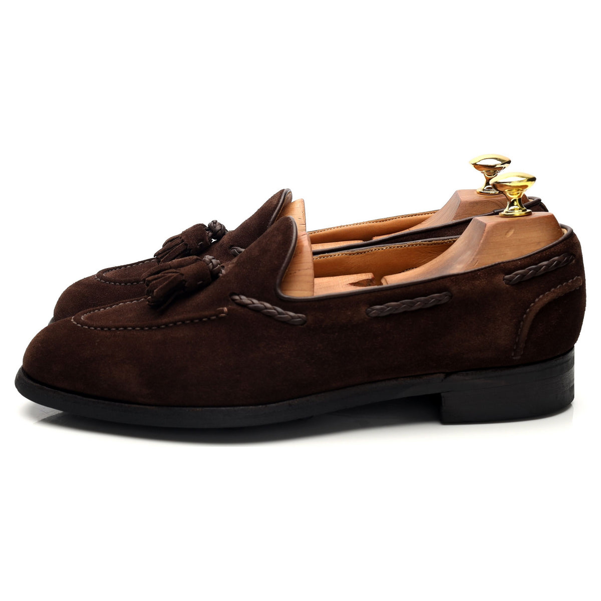 &#39;Belgravia&#39; Dark Brown Suede Tassel Loafers UK 8 E
