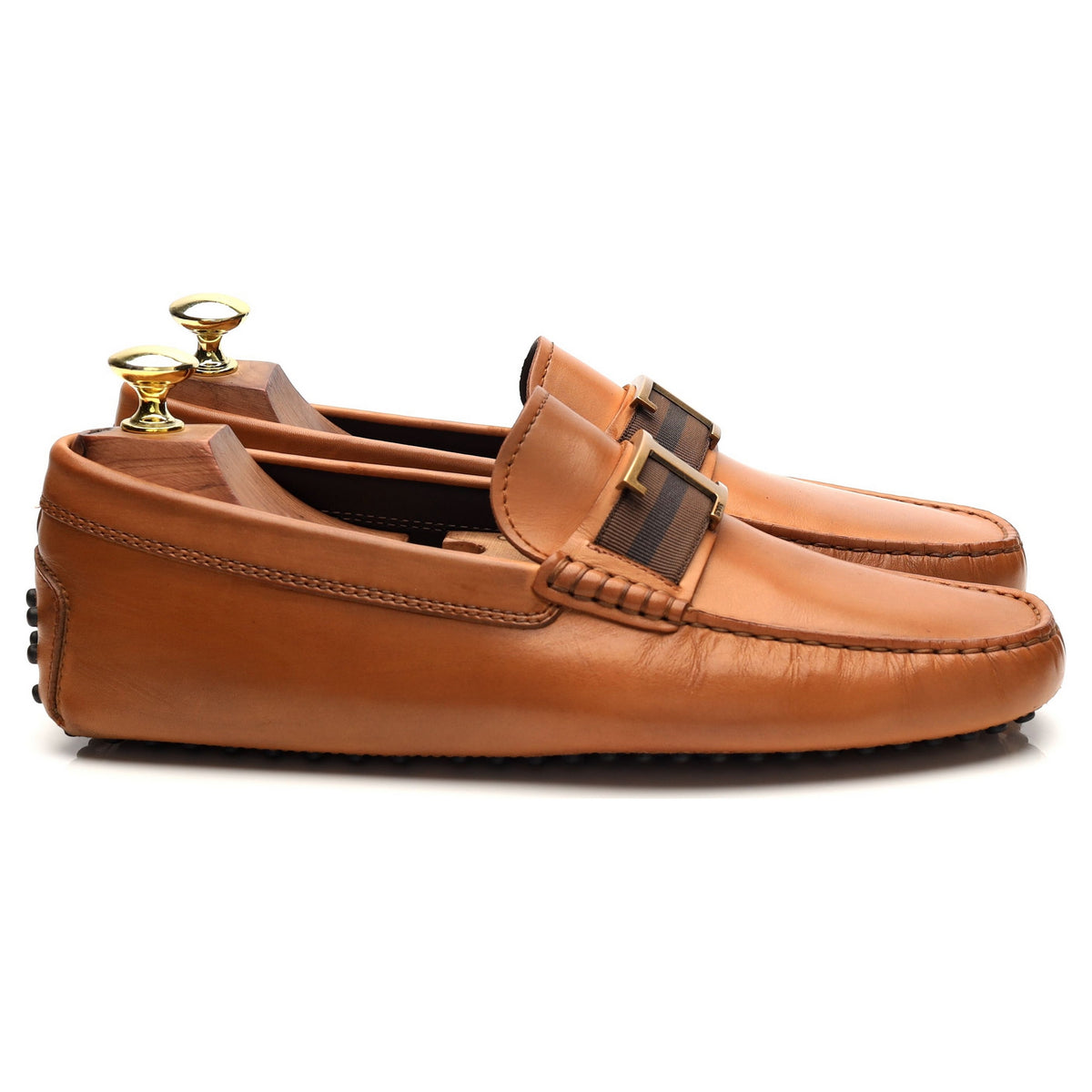 &#39;T Timeless&#39; Tan Brown Leather Loafers UK 6.5