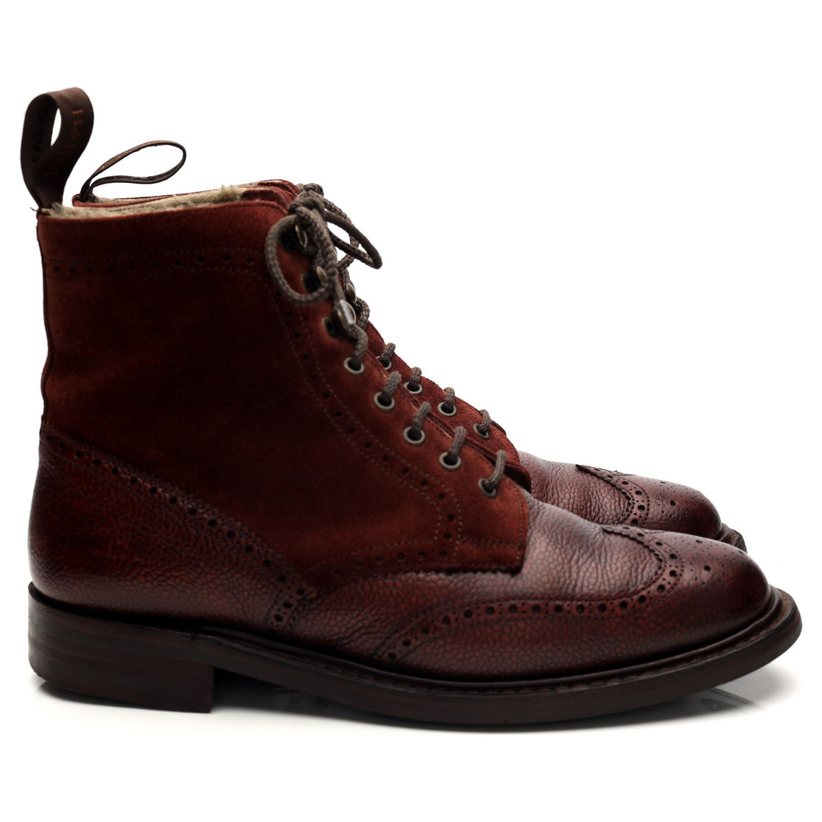 Women&#39;s &#39;Amelia&#39; Burgundy Leather Suede Boots Brogues UK 7 D