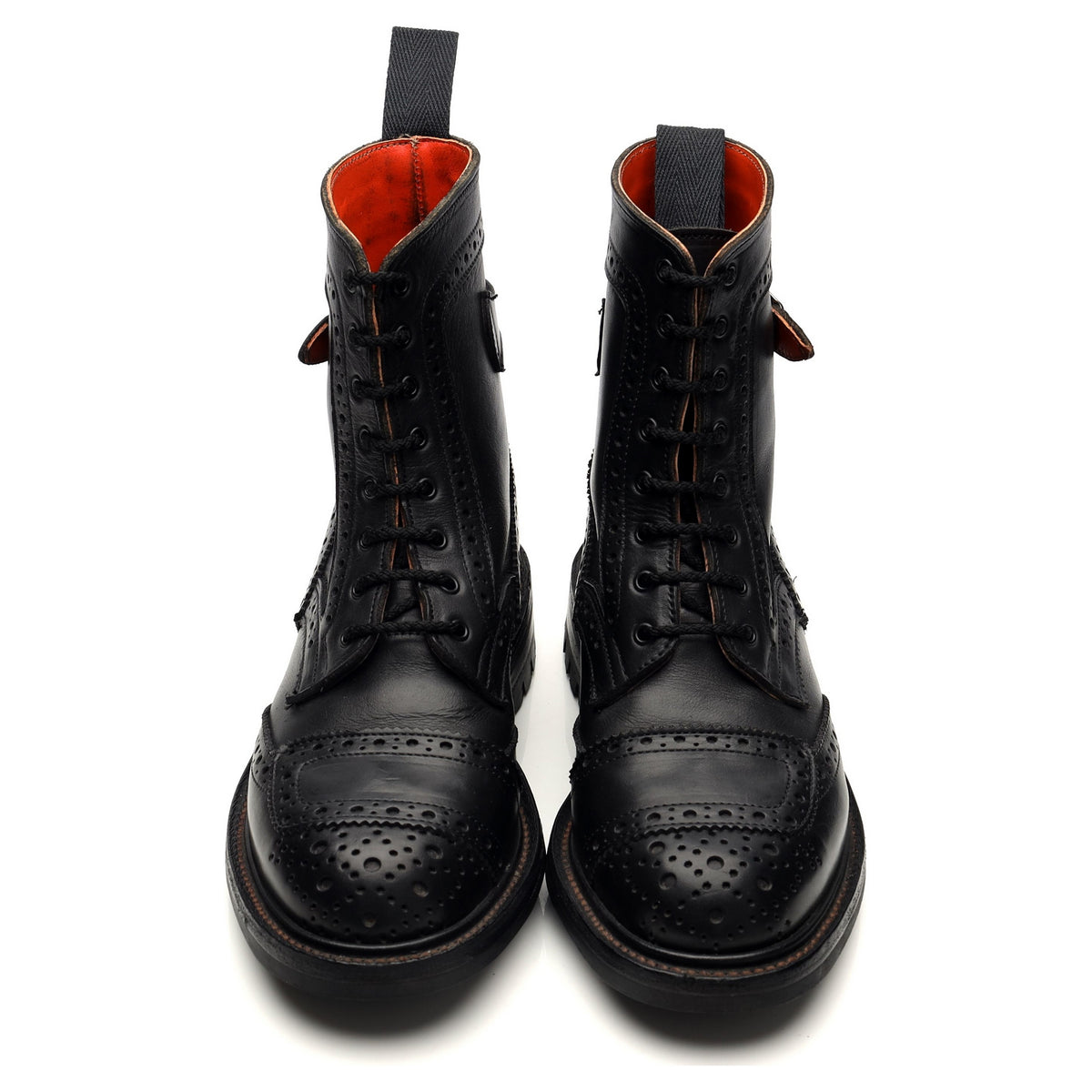Women&#39;s &#39;Maria&#39; Black Leather Brogue Biker Boots UK 4.5