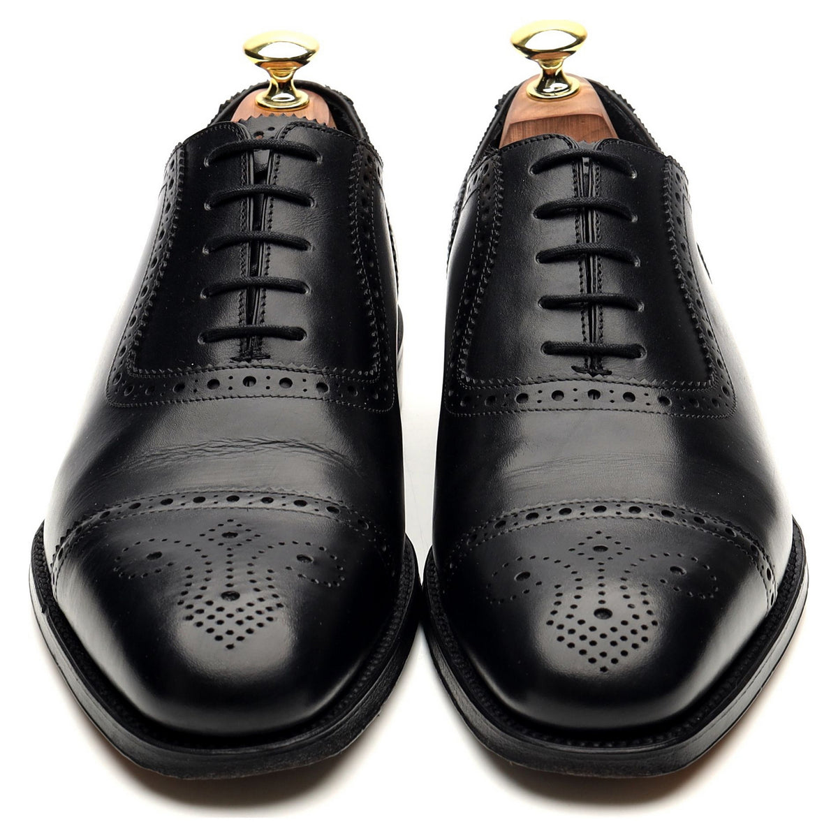 1880 &#39;Strand&#39; Black Leather Oxford Semi Brogues UK 7 F