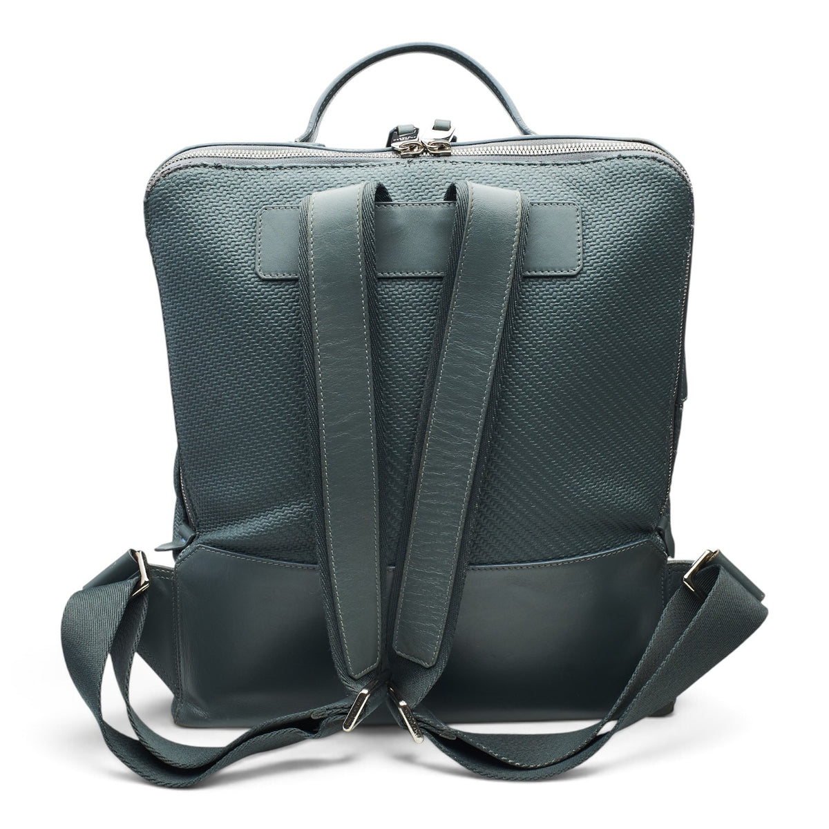 Slate Grey Panama Zip Around Leather Backpack