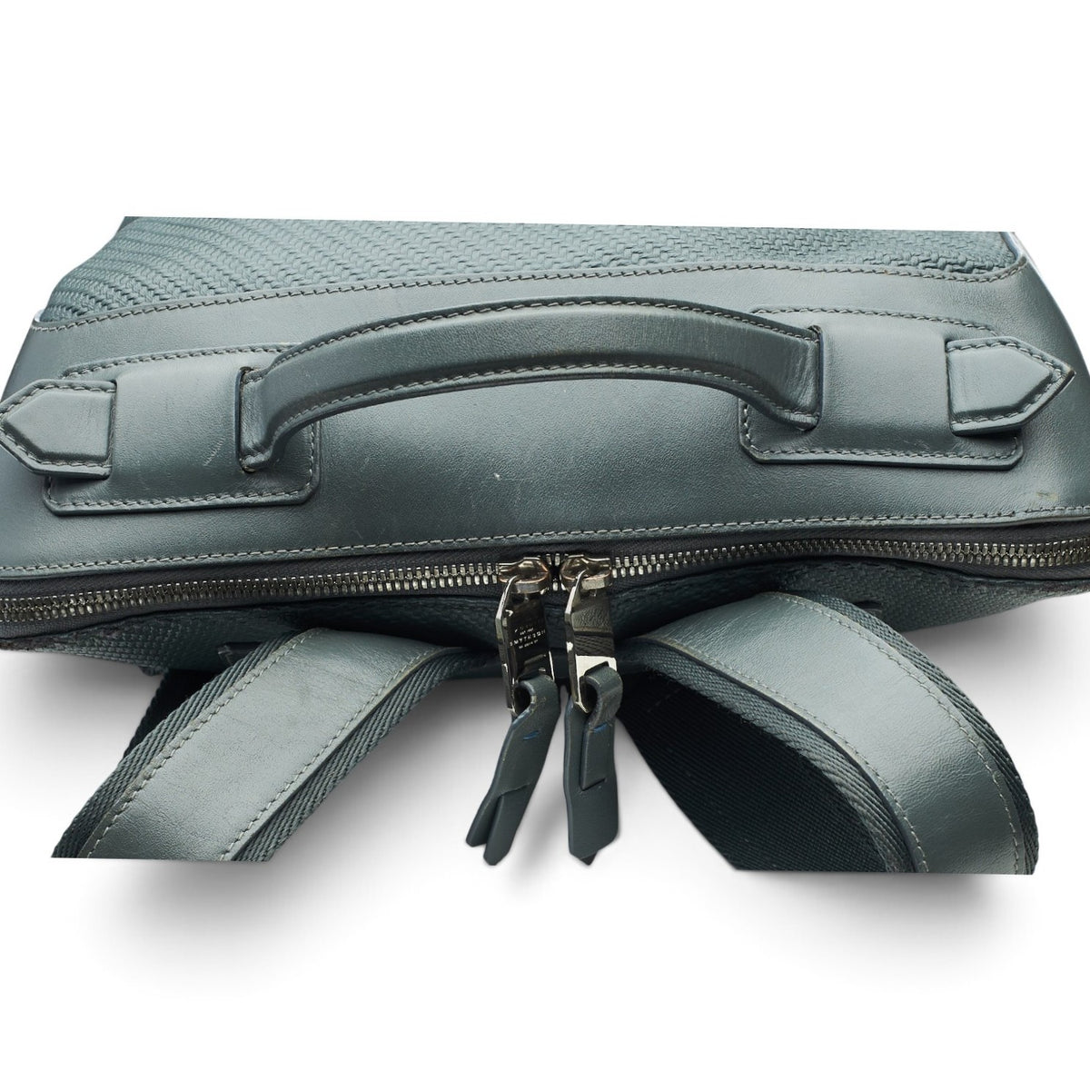 Slate Grey Panama Zip Around Leather Backpack