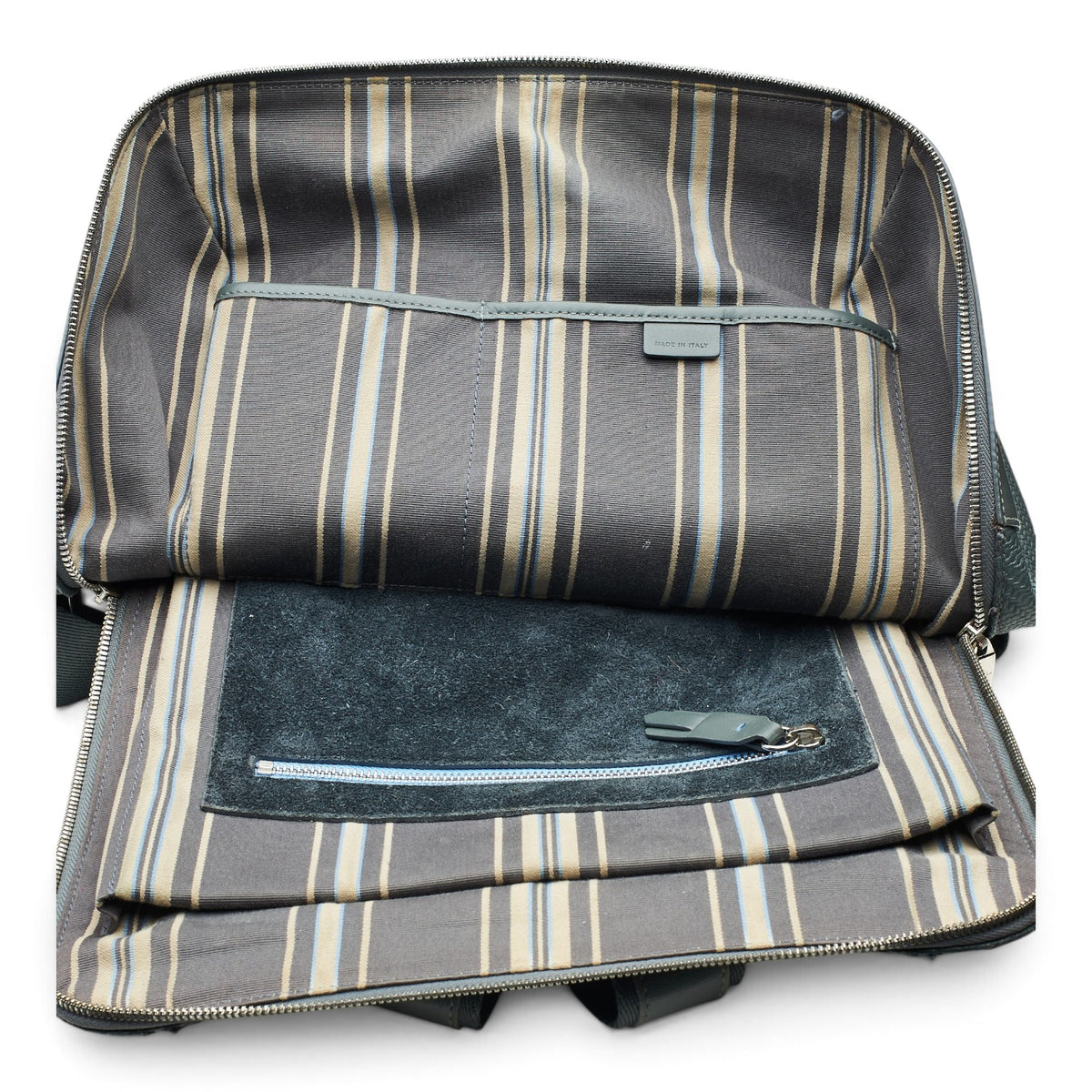 Slate Grey Panama Zip Around Leather Backpack