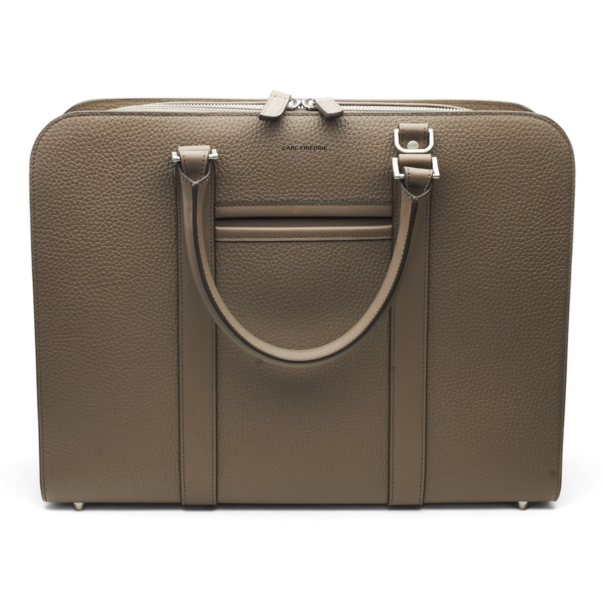 'Palissy' Taupe Grain Slim Leather Briefcase