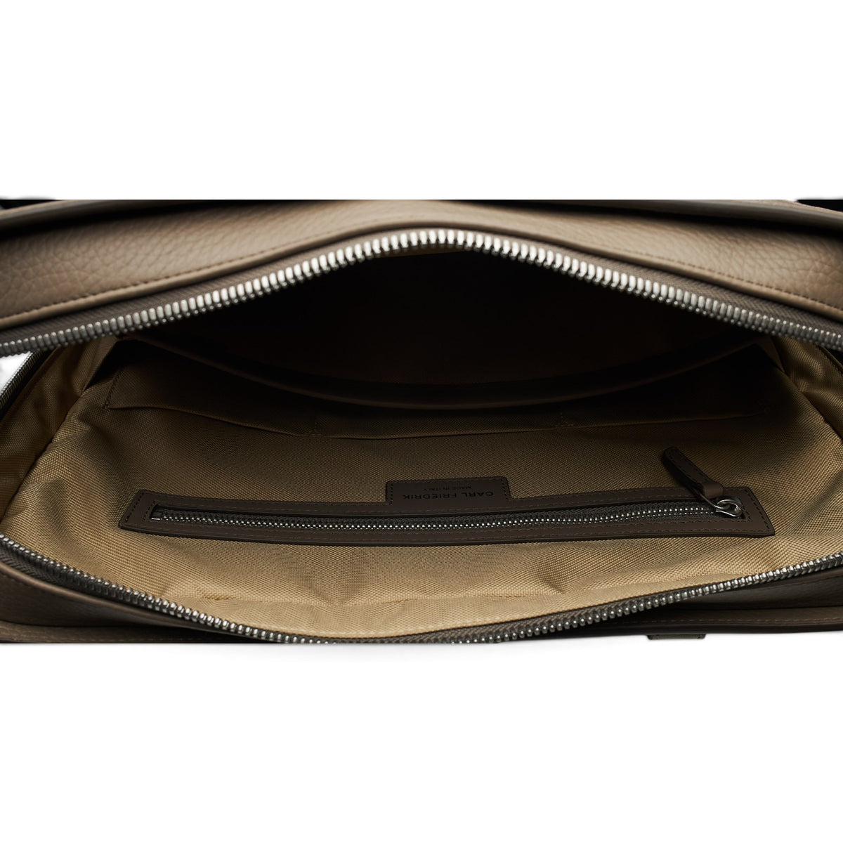 'Palissy' Taupe Grain Slim Leather Briefcase