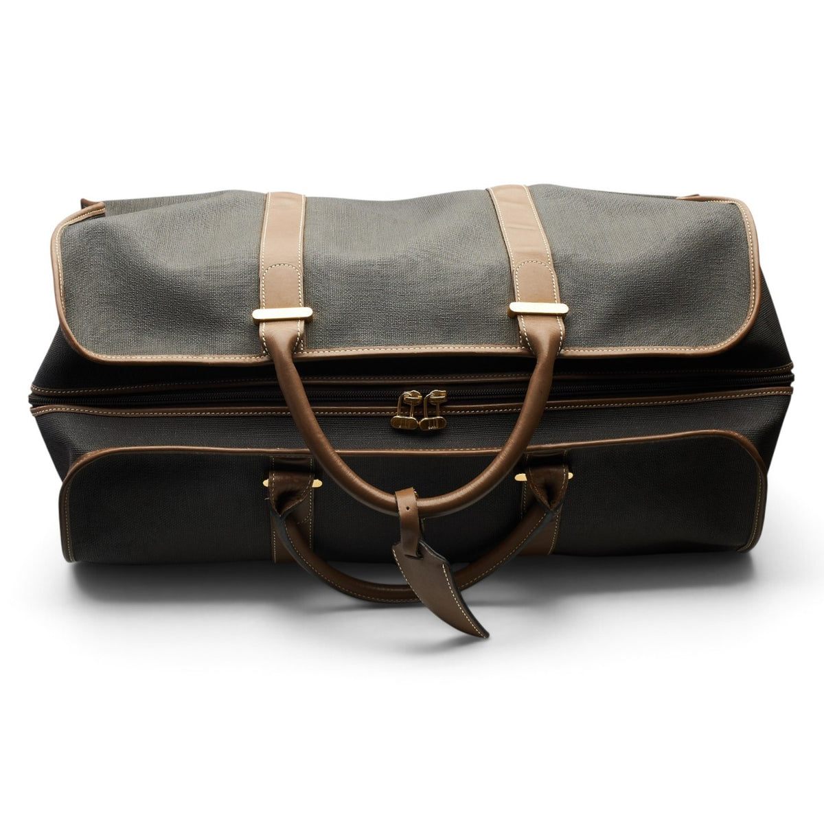 Brown Waxed Canvas Medium Leather Travel Bag