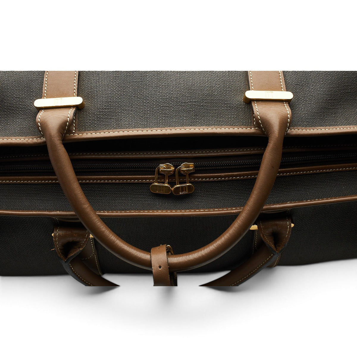 Brown Waxed Canvas Medium Leather Travel Bag