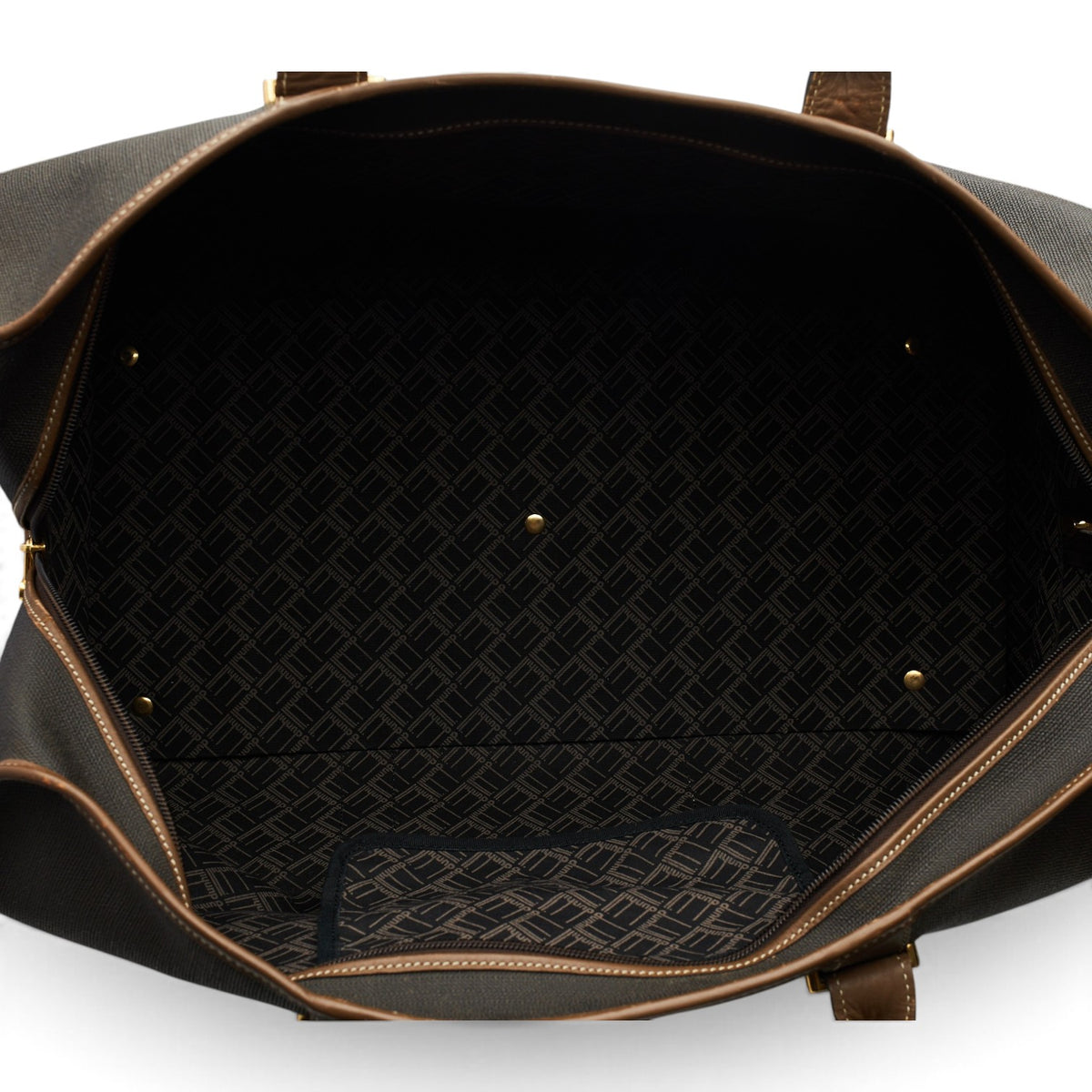 Brown Waxed Canvas Medium Leather Travel Bag