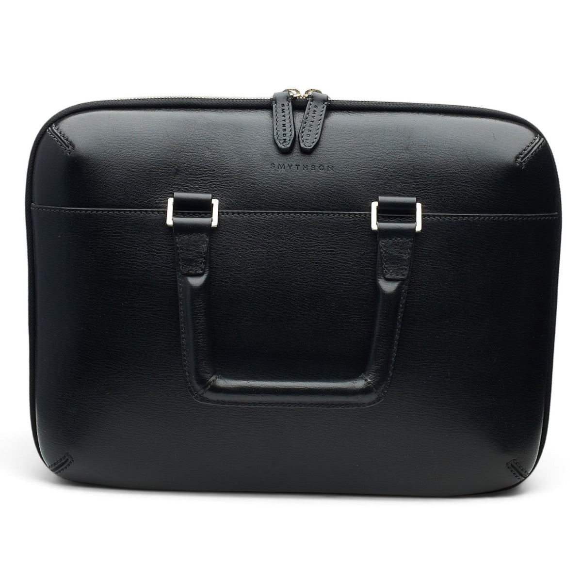 Black Leather Slim Briefcase / Laptop Bag