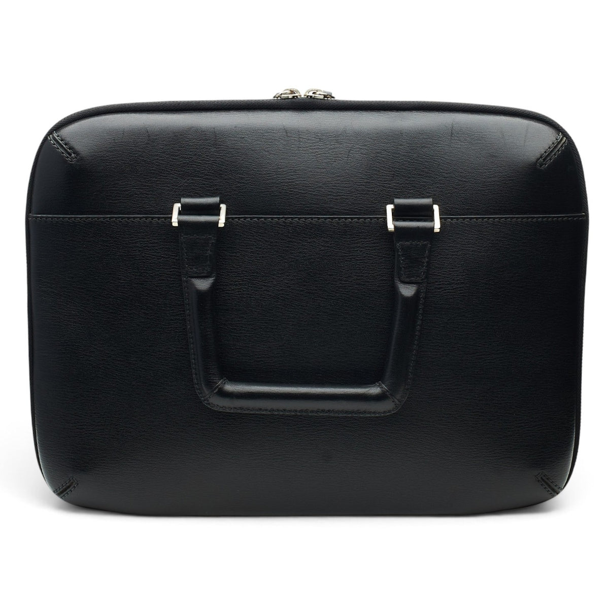 Black Leather Slim Briefcase / Laptop Bag