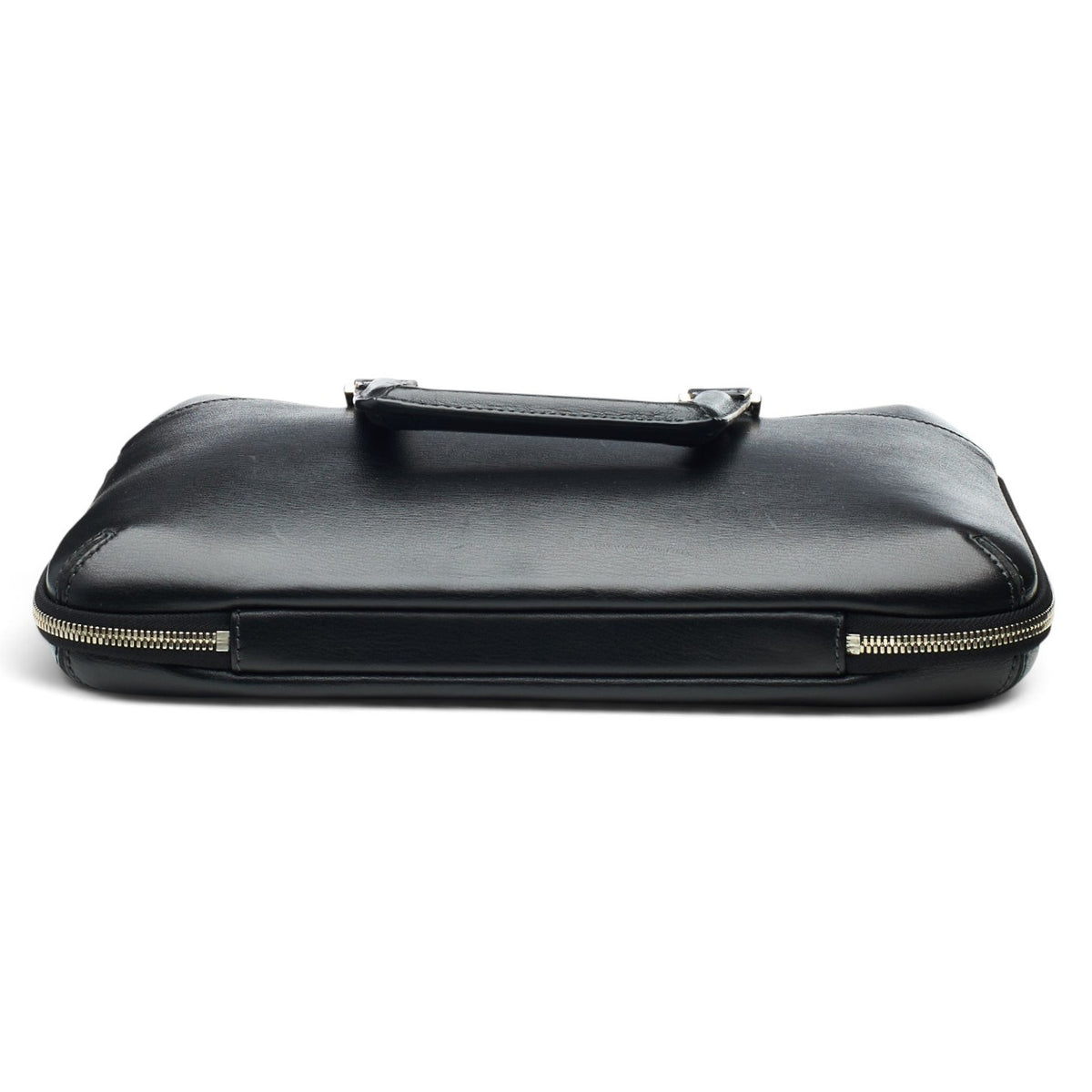 Black Leather Slim Briefcase / Laptop Bag