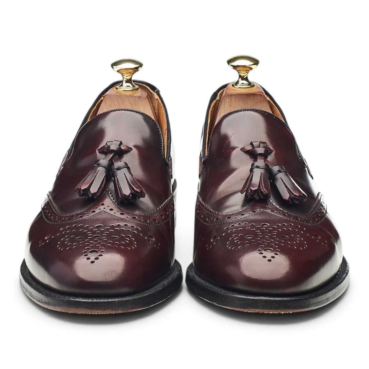 'Clive' Burgundy Leather Tassel Loafers UK 7 F