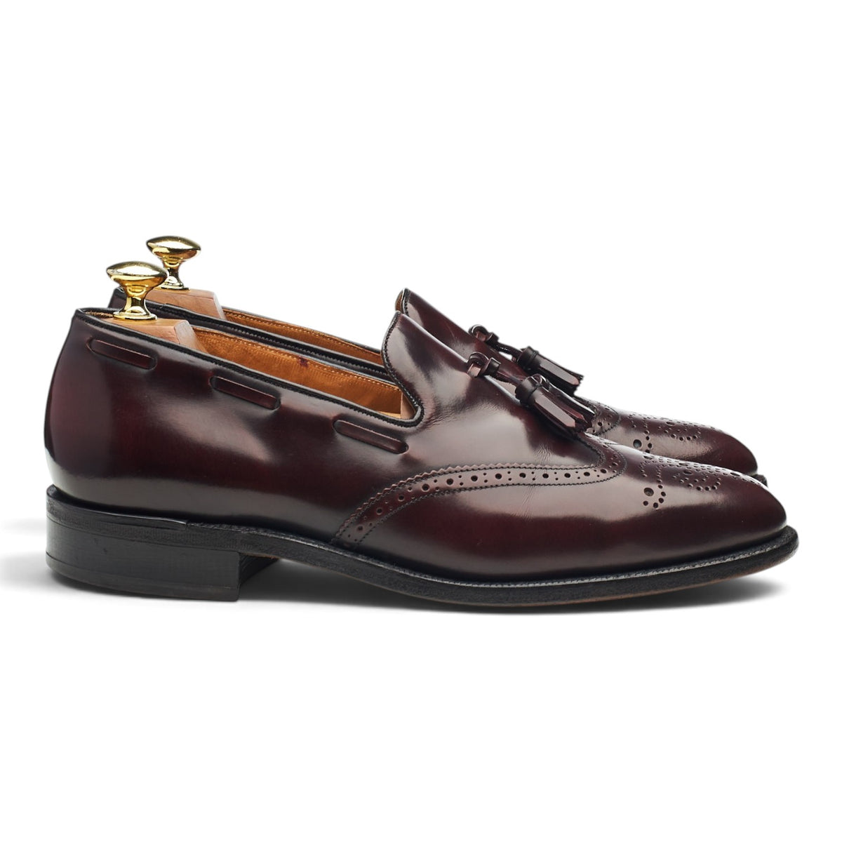 'Clive' Burgundy Leather Tassel Loafers UK 7 F