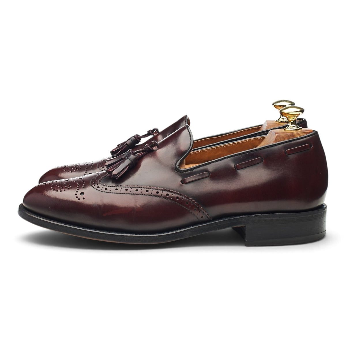 'Clive' Burgundy Leather Tassel Loafers UK 7 F