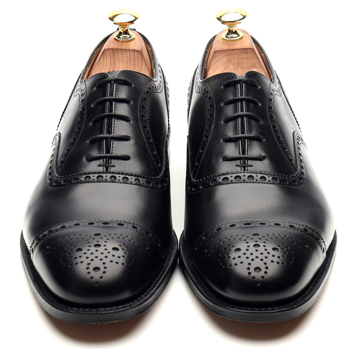 &#39;Diplomat&#39; Black Leather Oxford Semi Brogues UK 8.5 F