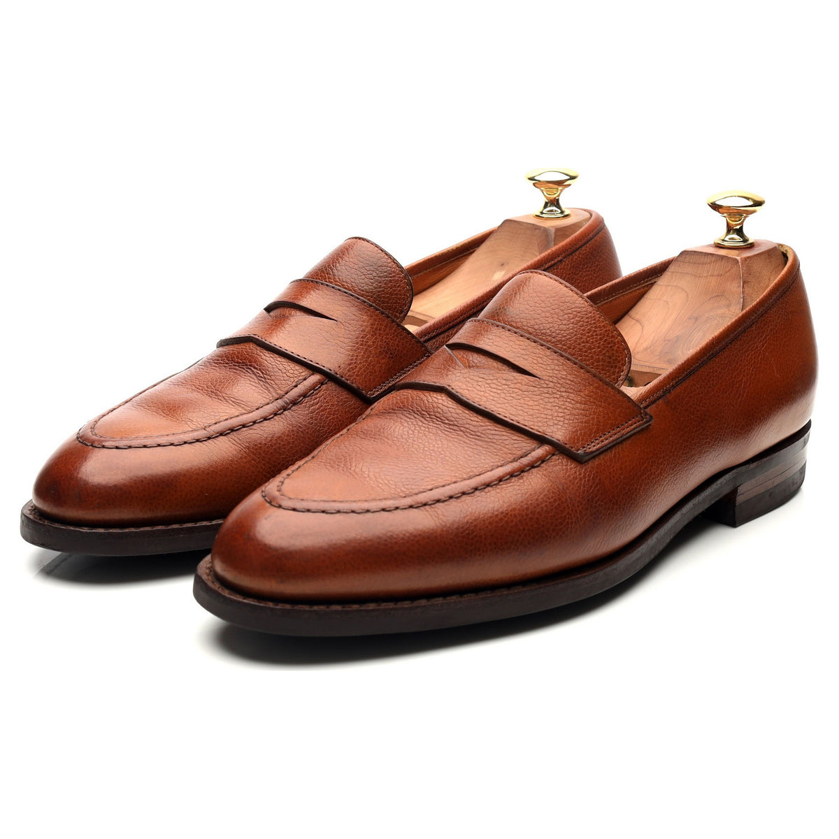 &#39;Stoke&#39; Tan Brown Leather Penny Loafers UK 9 EE