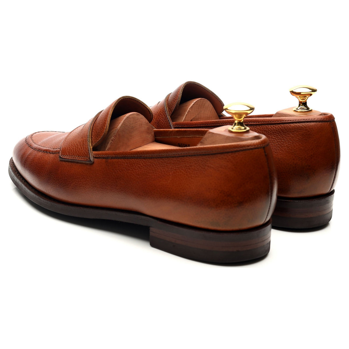 &#39;Stoke&#39; Tan Brown Leather Penny Loafers UK 9 EE