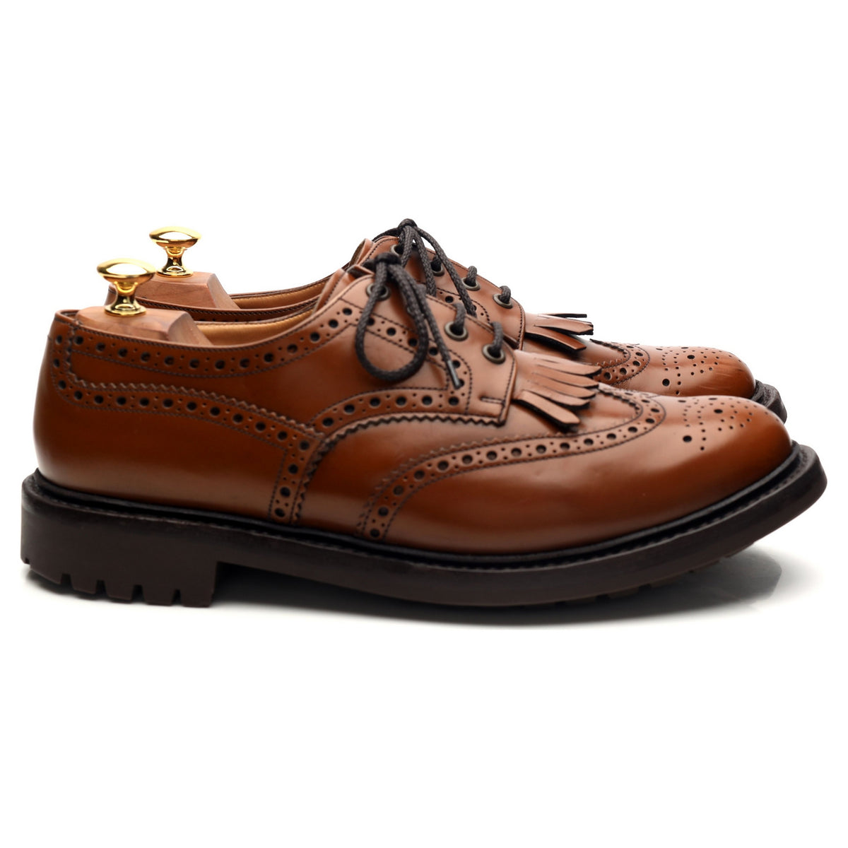 &#39;Plowden&#39; Tan Brown Leather Derby Brogues UK 10.5 G