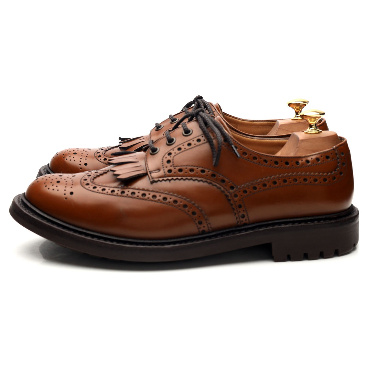 &#39;Plowden&#39; Tan Brown Leather Derby Brogues UK 10.5 G