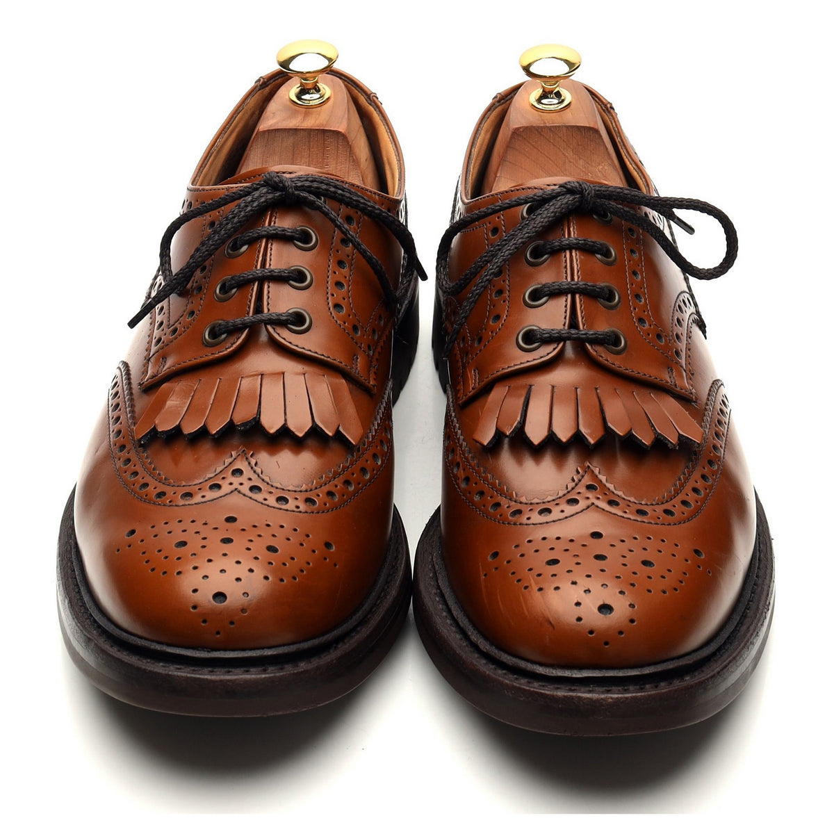 &#39;Plowden&#39; Tan Brown Leather Derby Brogues UK 10.5 G