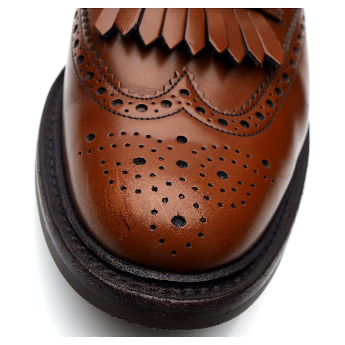 &#39;Plowden&#39; Tan Brown Leather Derby Brogues UK 10.5 G