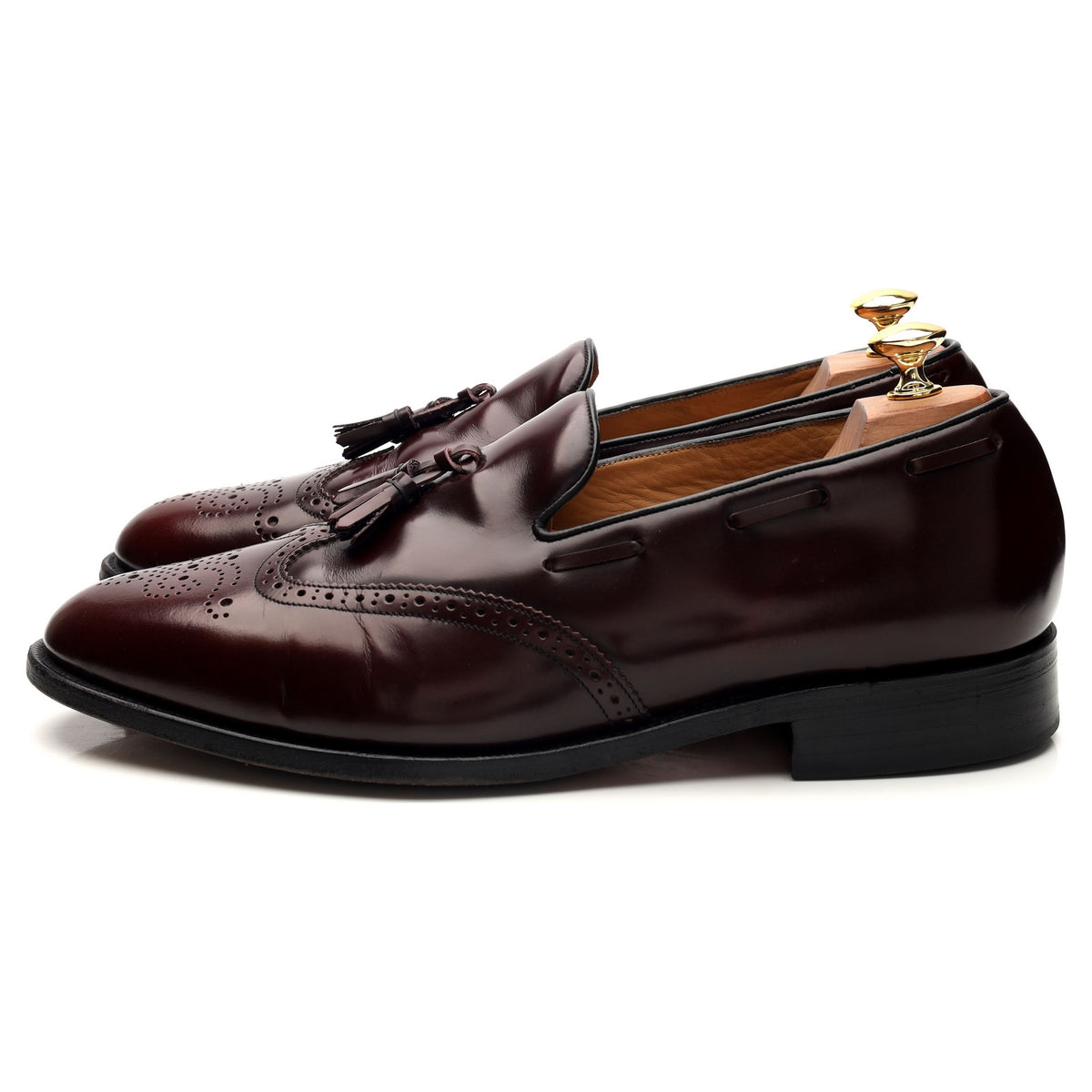 &#39;Clive&#39; Burgundy Leather Tassel Loafers UK 10.5 F