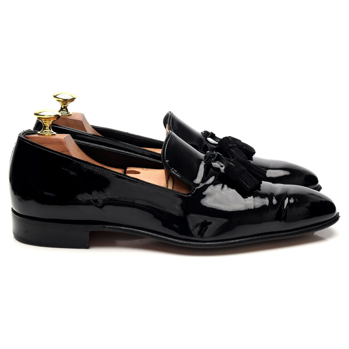 &#39;Astaire&#39; Black Patent Leather Tassel Loafers UK 7 F