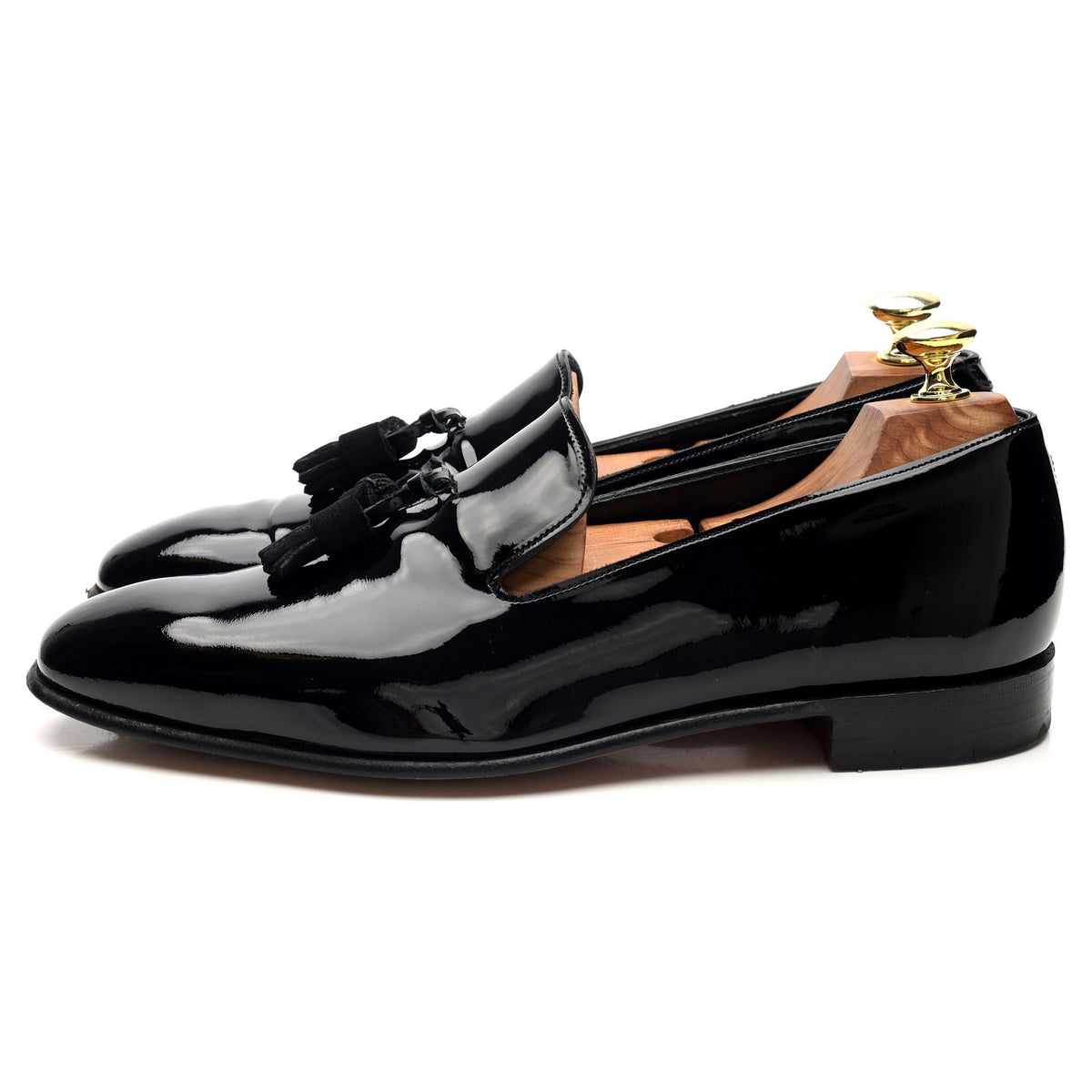 &#39;Astaire&#39; Black Patent Leather Tassel Loafers UK 7 F