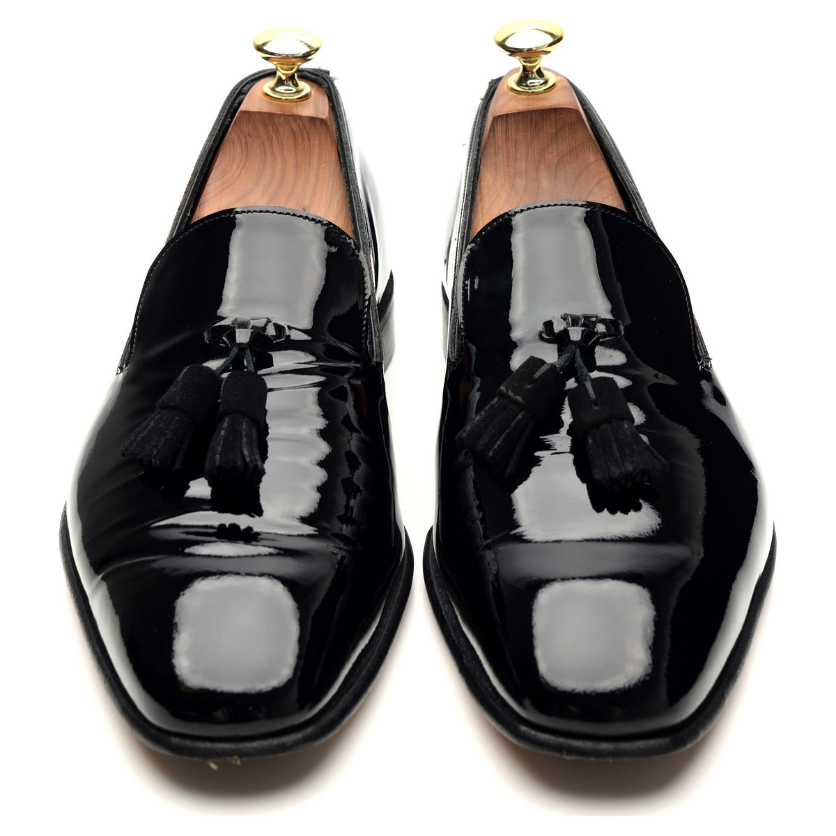 &#39;Astaire&#39; Black Patent Leather Tassel Loafers UK 7 F