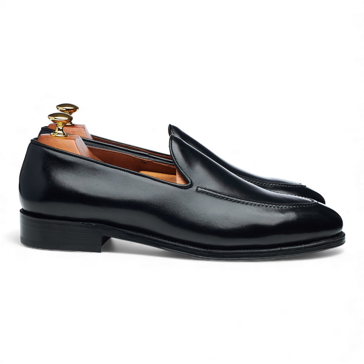 'Corded Loafer' Black Leather Slip On Loafers UK 9