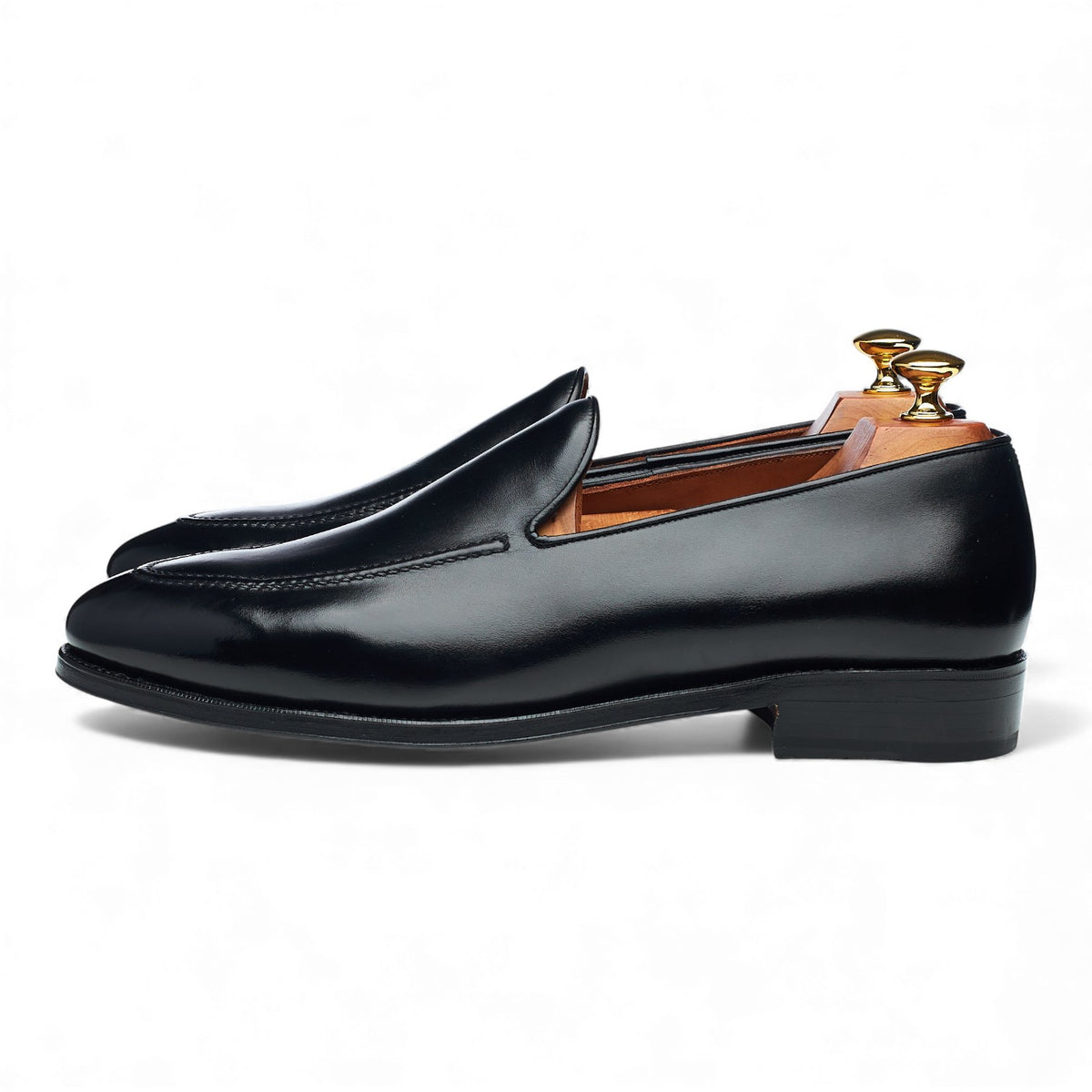 'Corded Loafer' Black Leather Slip On Loafers UK 9