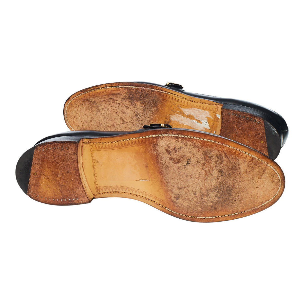 Black Leather Fringed Monk Strap Loafers UK 11 EX