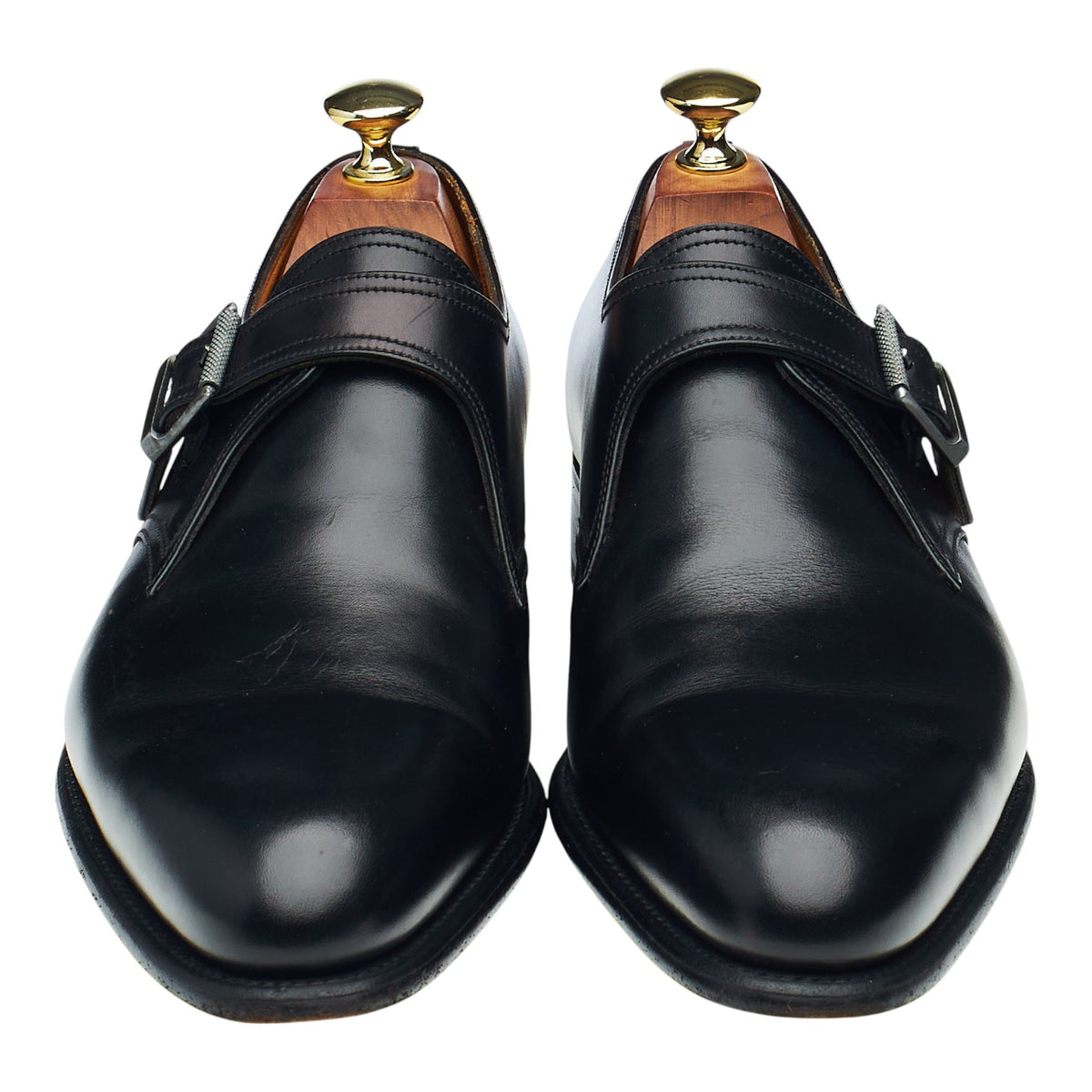 '531' Black Leather Monk Strap 7 E UK 7.5