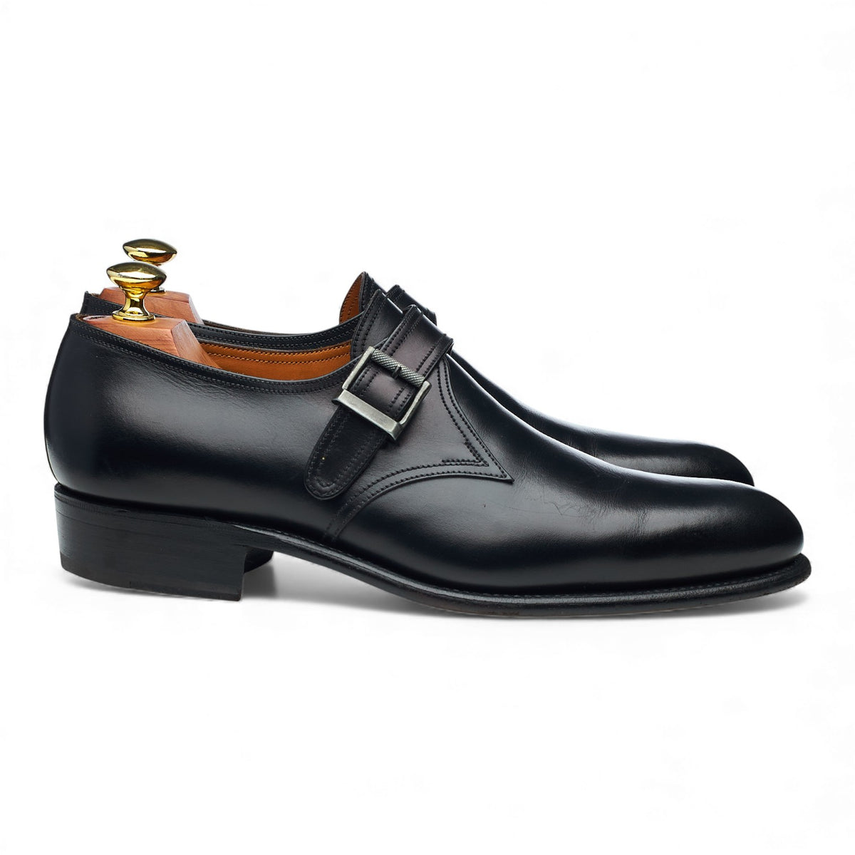 '531' Black Leather Monk Strap 7 E UK 7.5