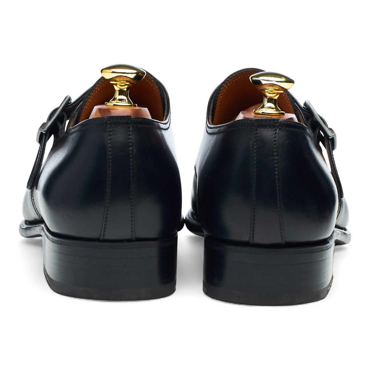 '531' Black Leather Monk Strap 7 E UK 7.5