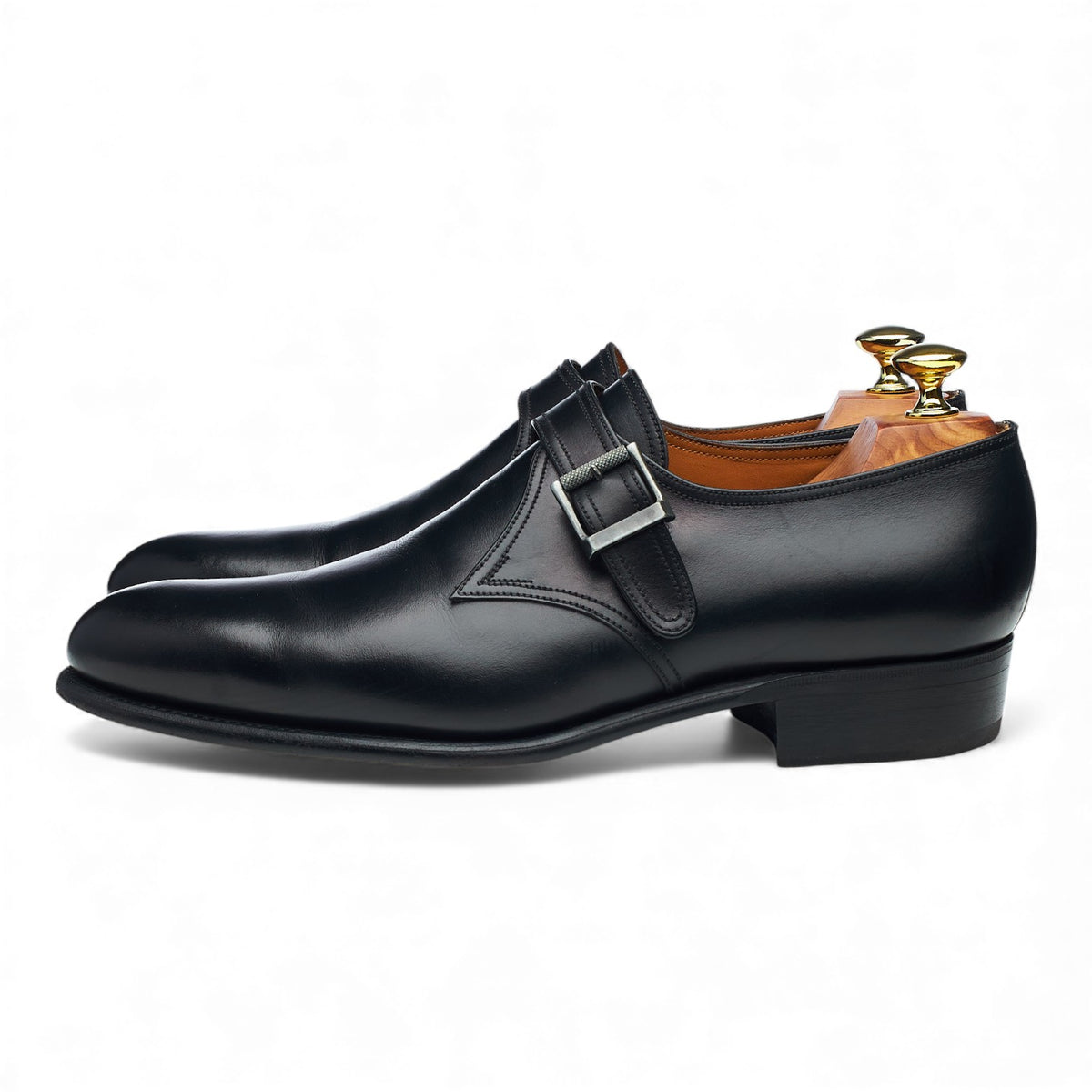 '531' Black Leather Monk Strap 7 E UK 7.5