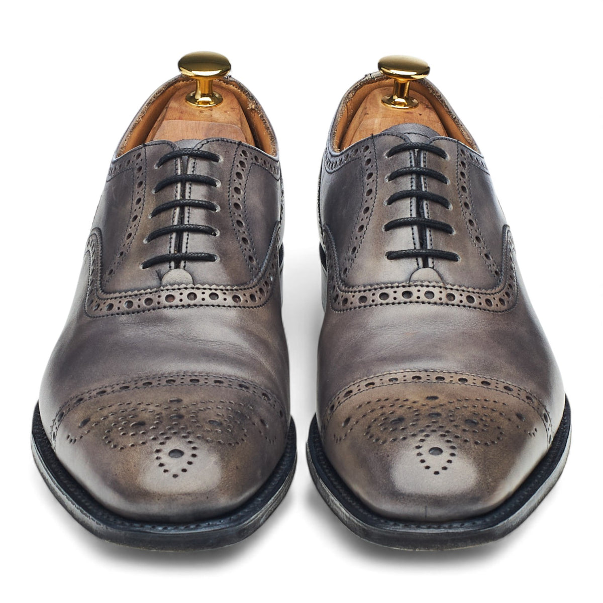 'Islington' Grey Leather Oxford Brogues UK 6 F