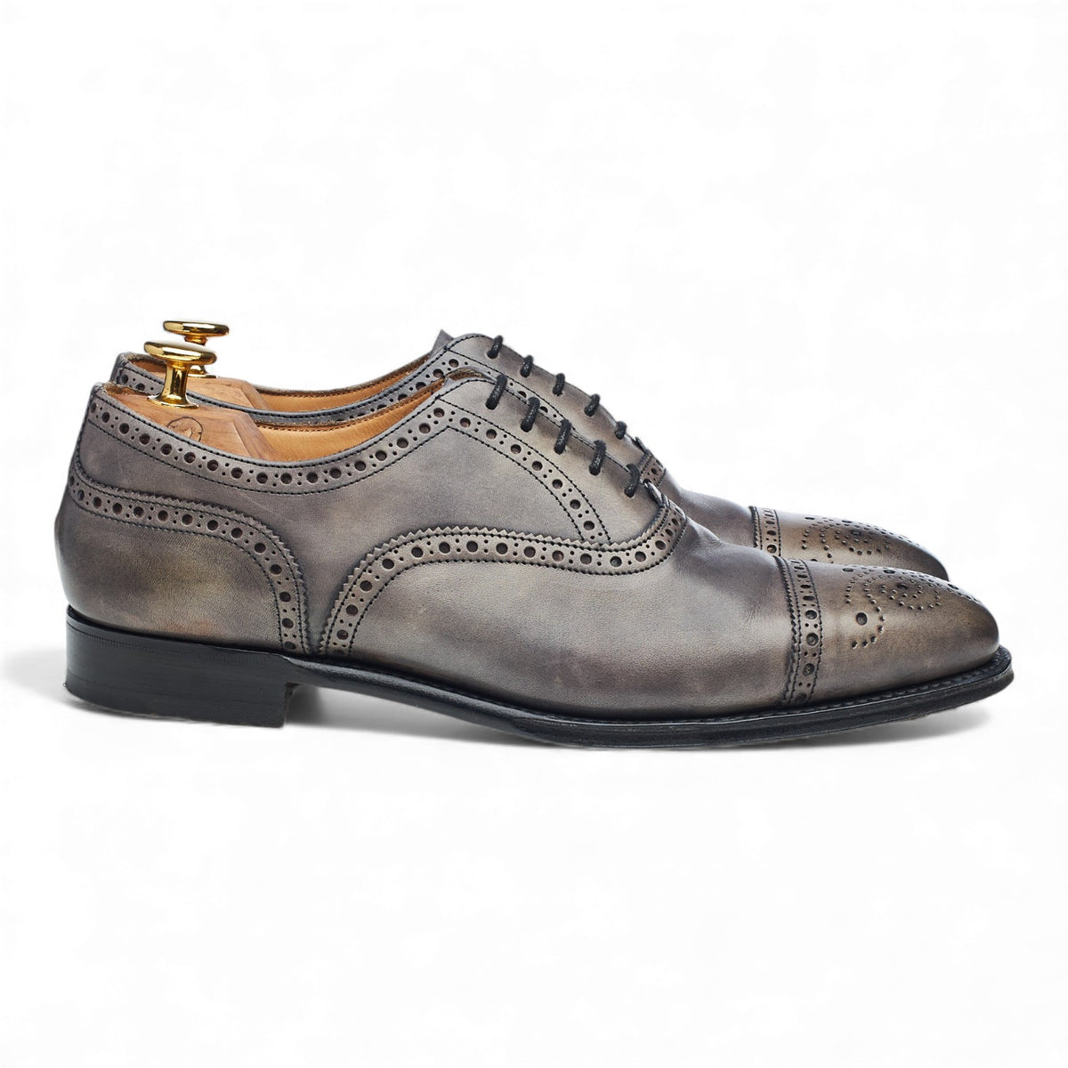 'Islington' Grey Leather Oxford Brogues UK 6 F